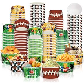 60PCS Football Snack Bowls 8oz Ice Cream Cups Football Chili Bowls Disposable Paper Treat Snack Cups for Hot or Cold Food Football Themed Party Supplies