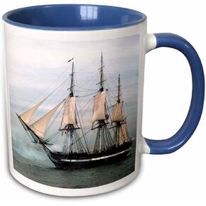 3dRose mug_38112_6 "USS Navy Constitution Ship" Two Tone Blue Mug, 11 oz, Multicolor