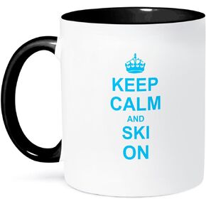 3dRose Keep Calm And Ski On Mug, 11 oz, Black
