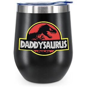 هدية مضحكة للرجال للرجال أبي البالغين زوج Daddysaurus كوب 12 أوقية قهوة القدح مع الغطاء الفولاذ المقاوم للصدأ مزدوج الجدار معزول الكوب نبيذ البهلوان هدية عيد ميلاد مضحكة له الرجال