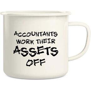 Retreez Accountants Work Their Assets Off Auditor Accounting 16 Oz Enamel Stainless Steel Metal Camping Campfire Coffee Mug - Funny Sarcasm Inspirational birthday gift for friend coworker dad mom