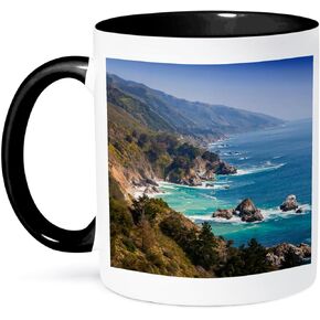 3dRose USA California Coast Big Sur Region Two Tone Mug, 11 oz, Black