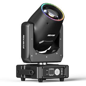 230W 7R Beam Moving Head Stage Lights 14 Gobos 14 Colors Prisms/Wash/Beam/Frost/Rainbow Stage Effect Spotlights 48-Facet Prism 2.3° Beam Angle 18CH DMX512 Sound Activated Lights