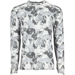 Simms SolarFlex Crewneck Long Sleeve Fishing Shirt for Men: UPF 50+ Sun Protection, Quick-Dry, Odor-Resistant (Regiment Camo Cinder/Cinder, Medium)