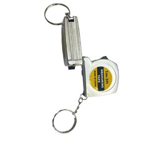 1Pc White Easy Retractable Portable Ruler Tape Measure Keychains,Mini Tape Measure Retractable Measuring Tape 1M/ 3ft Mini Keychain Tape Measure Ruler Steel Tape Measure 3ft, Linear Measurement