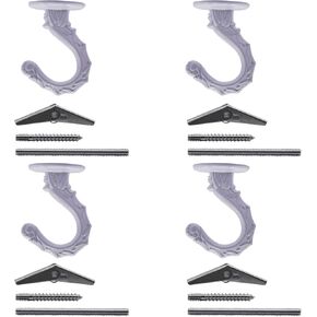 YXQ 4Set Swag Hooks for Hanging Plants，Heavy Duty Ceiling Hooks with Hardware Including Screws and Toggle Wings，White