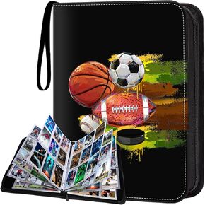 HESTECH Sports Card Binder with Sleeves, 900 Pocket Sports Card Holder for Trading Cards Zipper Book Folder Collector Album 3 Ring Baseball Football Basketball Hockey Soccer Organizer Storage