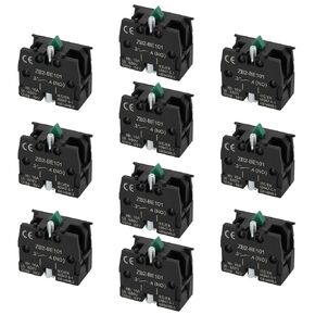 The Lord of the Tools 10pcs Contact Block 10 Amp Normally Open Silver Contacts Joystick Switch Green Push Button 600 Volt NO Push Contact Switch