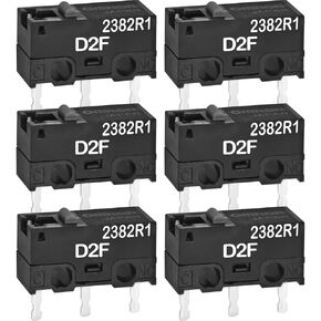D2F Mouse Micro Switch (Pack of 6) - 1.47N Force, 10 Million Cycles Fretting Switch High-Durability Grey Alloy