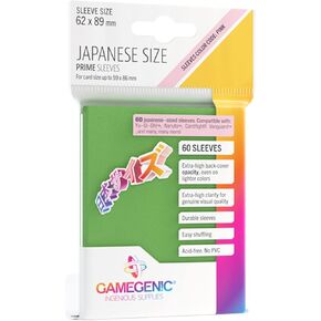 Gamegenic Prime Japanese Size Card Sleeves | 60 Pack of 62 mm by 89 mm Card Sleeves | Premium Quality Card Game Holder | Use with TCG and LCG Games | Green Color | Made by Gamegenic