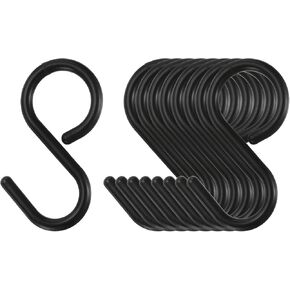 Harfington 9pcs S Hooks 2.4 "بلاستيك شنقا السنانير على شكل Small S Hanger Closet Rod Hooks لتعليق أواني المطبخ أكواب النباتات جينز جينز أدوات مناشف الملابس ، الأسود