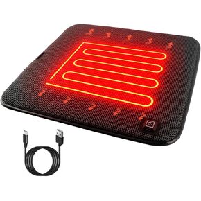 USB Heated Stadium Seat Cushion Heated Bleacher Cushion Portable Heating Pad for Outdoor Sports, Camping, Fishing, Home, and Office with 3 Heat Settings (Black)