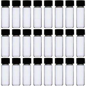 20 Pcs 4ml Clear Glass Lab Vials Small Liquid Sample Vials Essential Oil Sample Vials Small Anointing Oil Bottles with Screw Caps for Seeds Reagent