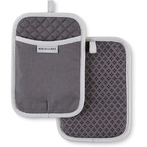 KitchenAid Asteroid Pot Holder 2-Pack Set, Charcoal Grey, 7"x10"