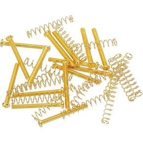 MECCANIXITY 15pcs M3 Guitar Pickup Ring Mounting Screws Pickup Springs for Electric Guitar, Gold Screws Springs