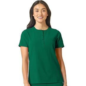 WonderWink Womens Mandarin Collar Tuck-in Top, Hunter, Large US