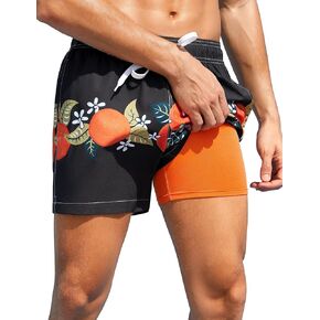 Nonwe Swim Trunks with Compression Liner Quick Dry Summer Beach Board Shorts for Men Swimwear
