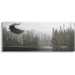 Stupell Industries Eagle Soaring Over Lake Canvas Wall Art Design by Clinton Jammer