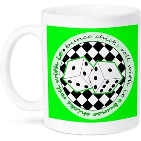 3dRose Bunco Chicks Roll with It Green Mug, 11-Ounce