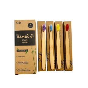 Organic Baby Bamboo Toothbrushes | 4 Pack | Soft Bristles | 100% Compostable Handle | BPA Free | Vegan Kids Toothbrushes (Multicolour)