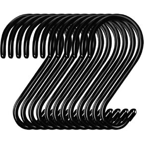 6 Inch Large S Hooks for Hanging Plants, Non Slip Vinyl Coated S Hooks Heavy Duty Metal S Shape Closet Hanger Hooks for Hanging Plant Jeans Pot Pan Clothes Purses Towel Bags Scarfs-12pack (Black)