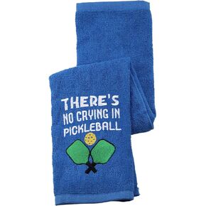 Pickleball Towel There's No Crying in Pickleball Player Embroidered Sports Teem Hand Towel Gift for Pickleball Player (No Crying in Pickleball)