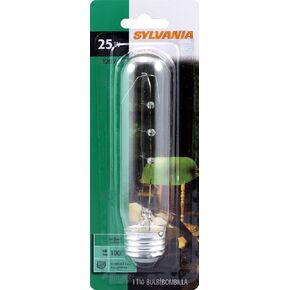 SYLVANIA T10 Incandescent 25-Watt Tubular Incandescent Bulb, Medium Base, 230 Lumens, 100 CRI, 2580K, Clear (18491)