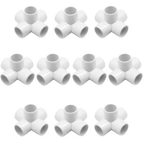 YSIL PVC Fittings Elbow Furniture Grade Connector 5 Way 1/2 Inch 10Pcs for DIY PVC Structure and Frame,Fits 1/2" Sch 40 PVC Pipes