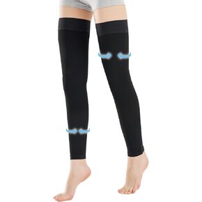 Medical Thigh High Compression Socks Footless for Women and Men (Pair), 15-20 mmHg with Silicone Dot Band, Medical Compression Stockings for Varicose Veins