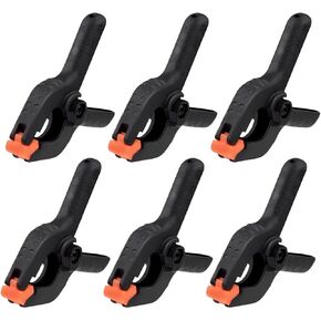 6 Pack Plastic Spring Clamps Plastic Spring Clips Heavy Duty Plastic Clamps Backdrop Clamps for Photography Studio Spring Clamp Set for Woodworking Crafts DIY Backdrop Stand Home Improvement (Black)
