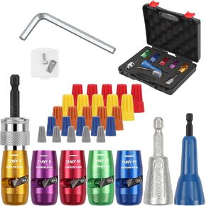 Wire Stripper for Drill, Wire Stripping and Twisting Tool for AWG 14-12-10-8-6 Gauge, Wire Twister Tool for Drill, 8 in 1 Quickly Drill Wire Stripping Professional Electrician Tools Set