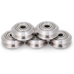 5Pcs V-Shape Wheel Stainless Steel Passive Round Wheel V-Type Pulley for Openbuilds 5mm Inner Hole,3D Printer Accessories