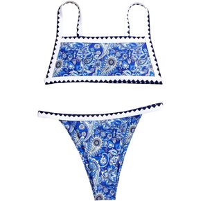 Women's 2 Piece Set Paisley Boho Print Bikini Sets Swimsuits Spaghetti Strap Bathing Suits