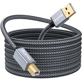 Meokse Printer Cable,USB Printer Cord 2.0 Type A Male to B Male Cable Scanner Cord High Speed Compatible with HP, Canon, Dell, Epson, Lexmark, Xerox, Samsung and More (25FT/8M)