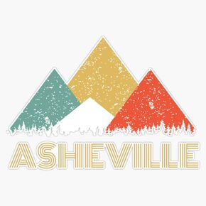 Retro City of Asheville Mountain Sticker Vinyl Decal Bumper Sticker 5"