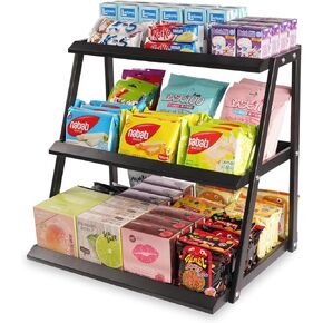 WWN 3 tier candy display - Snack holder with snack holder - Multi-functional counter snack and chip holder for stores - Cupcake display stand（Black）
