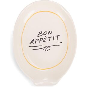 Nat & Jules Dainty Floral White 6 x 4 inch Ceramic Oval Countertop Spoon Rest - Versatile & Ideal for Everyday use from Stove Top, Kitchen Counter, & Coffee or Cooking Stations, Dainty Floral White