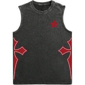Verdusa Men's Graphic Print Tank Tops Sleeveless Muscle Shirt Undershirt