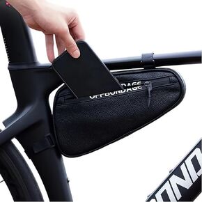 Triangle Bike Pouch Bag with Reflective Stripe Waterproof Bicycle Storage Triangle Bag 1.2L Capacity Bike Frame Bag for Road Mountain MTB