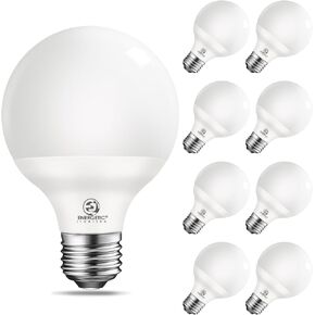 Vanity Globe Light Bulbs G25 LED for Indoor Bathroom Mirror Living Area, 5000K Daylight, Dimmable 600 Lumens, 6W, E26 Base, Round Frosted Classic Ambient Decorative Bulb - UL, 8-Pack