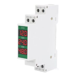 DIN Rail Voltmeter LCD Digital Display Isolated Triple Way Modular Voltage Meter DC 11 to 310V Easy to Inllustion
