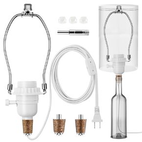 Make a Lamp or Rewire Kit,DIY Bottle Lamp Wiring Kit Includes lamp Bulb,3-Way Light Socket,Electric Cord,Glass Drill Bit,Bottle Corks etc.,Bottle Lamp Design&Repair (Full Set Wiring Kit)