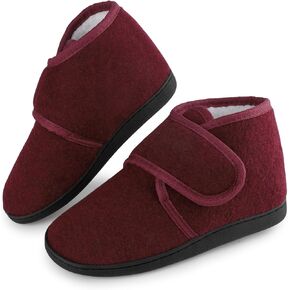 Women's Memory Foam Diabetic Slippers Comfortable Breathable Arthritis Edema Swollen House Shoes Adjustable Extra Wide Indoor/Outdoor Slip On Slippers Black
