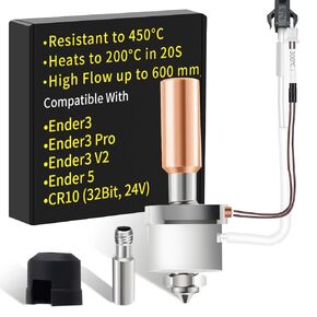 Ender-3 Ceramic Heating Block Kit: Fit for Creality Ender 3 Pro/Max, Ender 3 V2, Ender-5/ Pro/Plus, CR10(24V) 3D Printer Hotend, Rapid Heating, High Flow/All Metal Hot End, by SAPLUSREPRAP