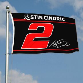 Autographed Checkered Racing Flag Austin Cindric #2 Flag Banner 3x5Feet for Car Fans with Brass Grommets