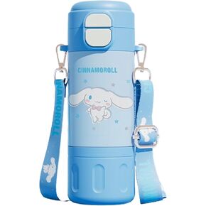 Cinnamoroll Stainless Steel Insulated Water Bottle with Strap (Spout & Straw) 480ml - Blue