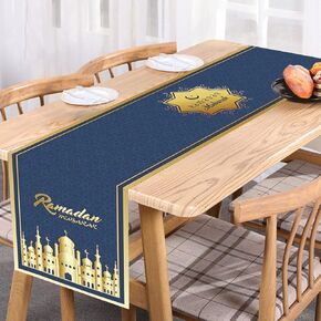 Ramadan Mubarak Table Runner Table Decorations - Ramadan Mosque Lantern Islamic Happy Ramadan Mubarak Party Supplies Decorations, 13.8x70 inches