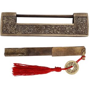 Chinese Antique Lock R Spacing 9cM 3.5in Pattern Brush Horizontal Padlock Lock for Gift Boxes Cabinets Chinese Antique Lock R Spacing for Family