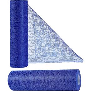 OSVINO Blue Lace Table Runner 11.8"x984" Lace Roll Table Decoration Retro Lace Table Ribbon for Wedding Bridal Shower Birthday Party Gift Wrapping