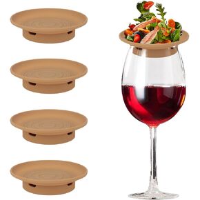 4 Pack Wine Glass Charcuterie Topper,Silicone Wine Glass Topper Coasters Plate,Mini Charcuterie Boards for Wine Glass for Wine Accessory,for Family Dinners, Bars, Parties,Can Used As Drain Holder